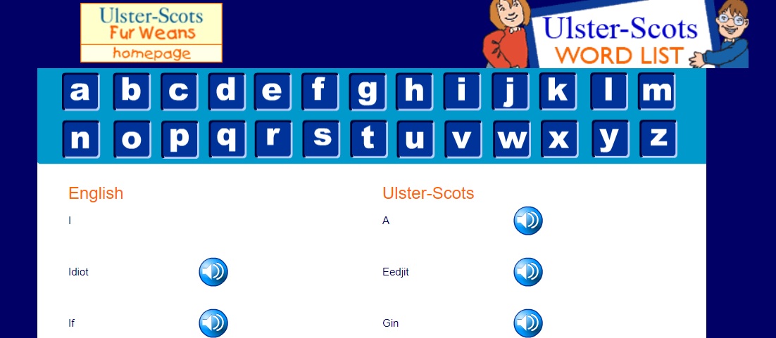 Ulster Scots Word List for #LearnuaryNI challenge by TrainingMatchmaker.com