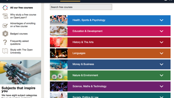 Study online for free from nearly 1,000 courses on OpenLearn by Open University