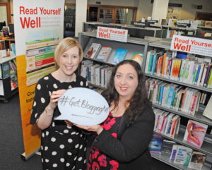 Chartered Marketer Christine Watson pictured with Michelle Connolly vlogger and founder of Learning Mole youtube channel in advance of Blogging Inspiration Session for Libraries NI