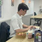 Nils working in the co-working space at the Mallusk Enterprise Hub