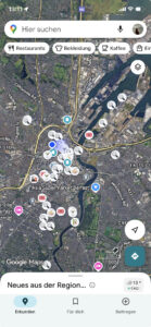 The Picture shows the Google Maps card from Belfast  with a lot of pins